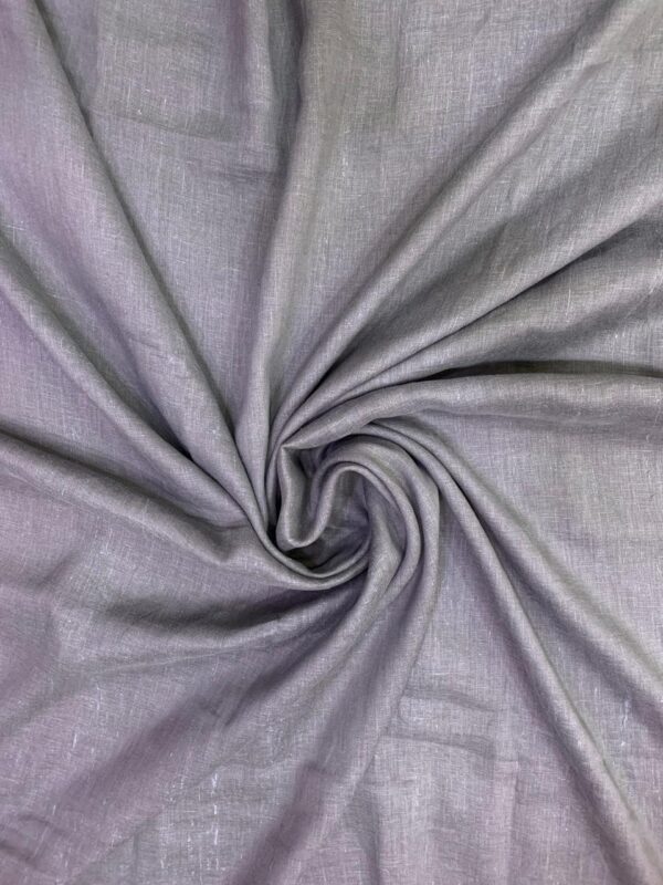 Tissu Lin Uni Gris-Noir